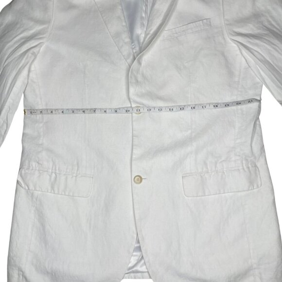 Perry Ellis Unisex Linen-Blend Suit Jacket Blazer White Minimalist Size 38 - Picture 6 of 11